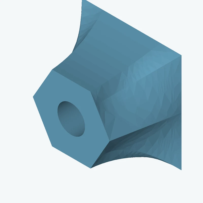 Lofted body through 3 sections: 49.54 × 49.54 mm rectangular section → 6-sided polygon section, 43.9 mm across corners → 6-sided p — 0622