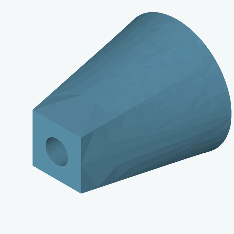 Lofted body through 2 sections: Ø43.14 mm circular section → 19.2 × 19.2 mm rectangular section — 0889
