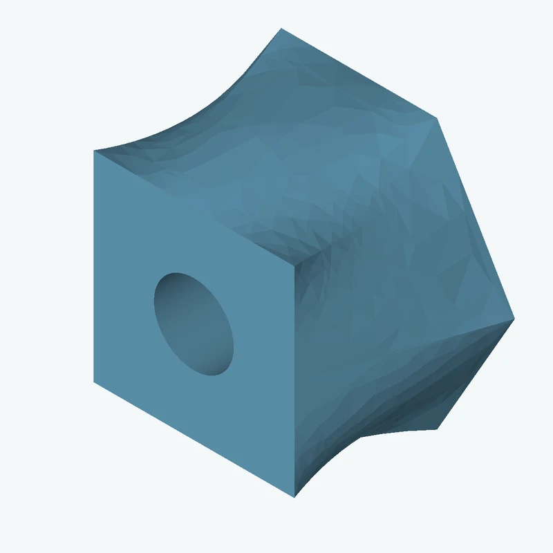 Lofted body through 3 sections: 6-sided polygon section, 50 mm across corners → Ø41.1 mm circular section → 32.2 × 32.2 mm rectang — 0894