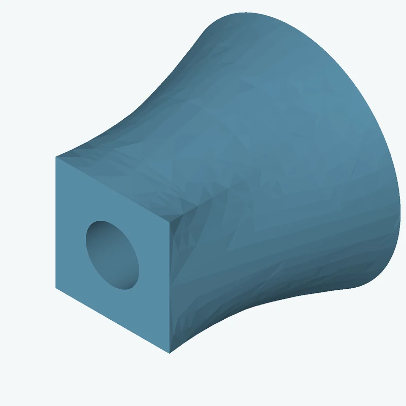 Lofted body through 3 sections: Ø57.48 mm circular section → Ø44 mm circular section → 30.5 × 30.5 mm rectangular section — 0908