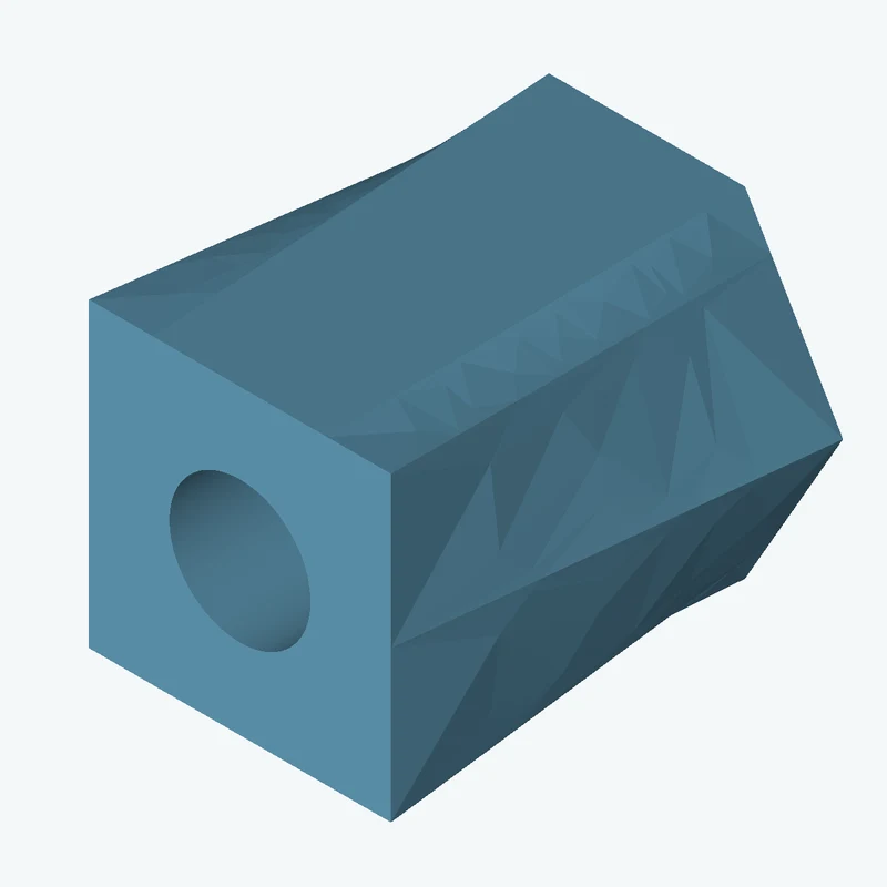 Lofted body through 2 sections: 6-sided polygon section, 50 mm across corners → 38.5 × 38.5 mm rectangular section — 0911