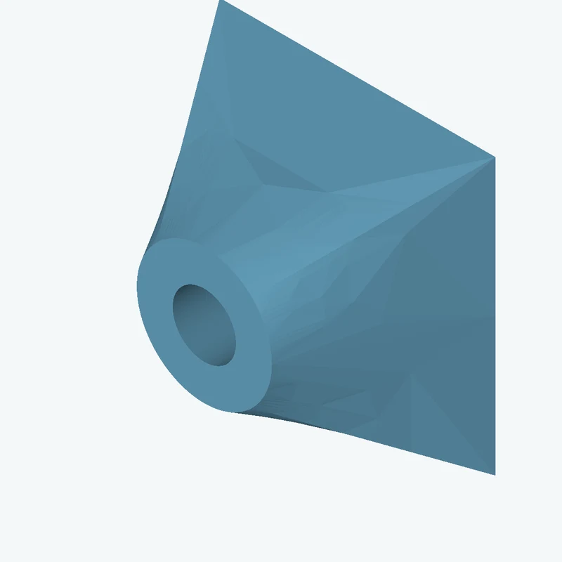 Lofted body through 2 sections: 51.45 × 51.45 mm rectangular section → Ø25.2 mm circular section — 1063