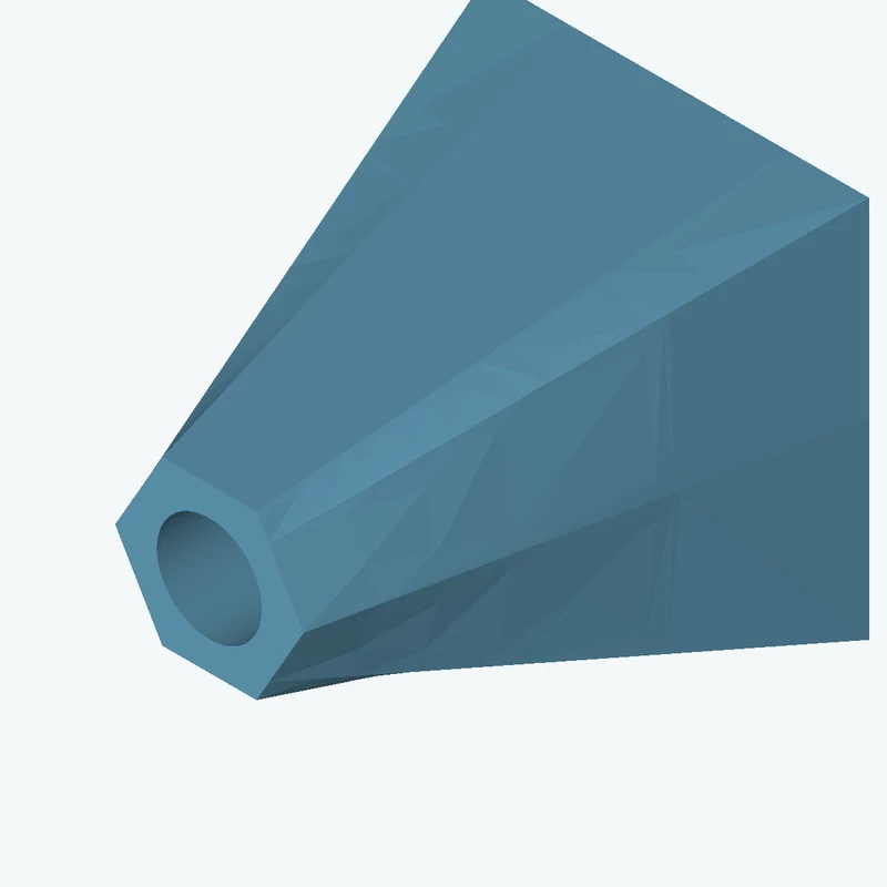 Lofted body through 2 sections: 68.25 × 68.25 mm rectangular section → 6-sided polygon section, 33.6 mm across corners — 1234