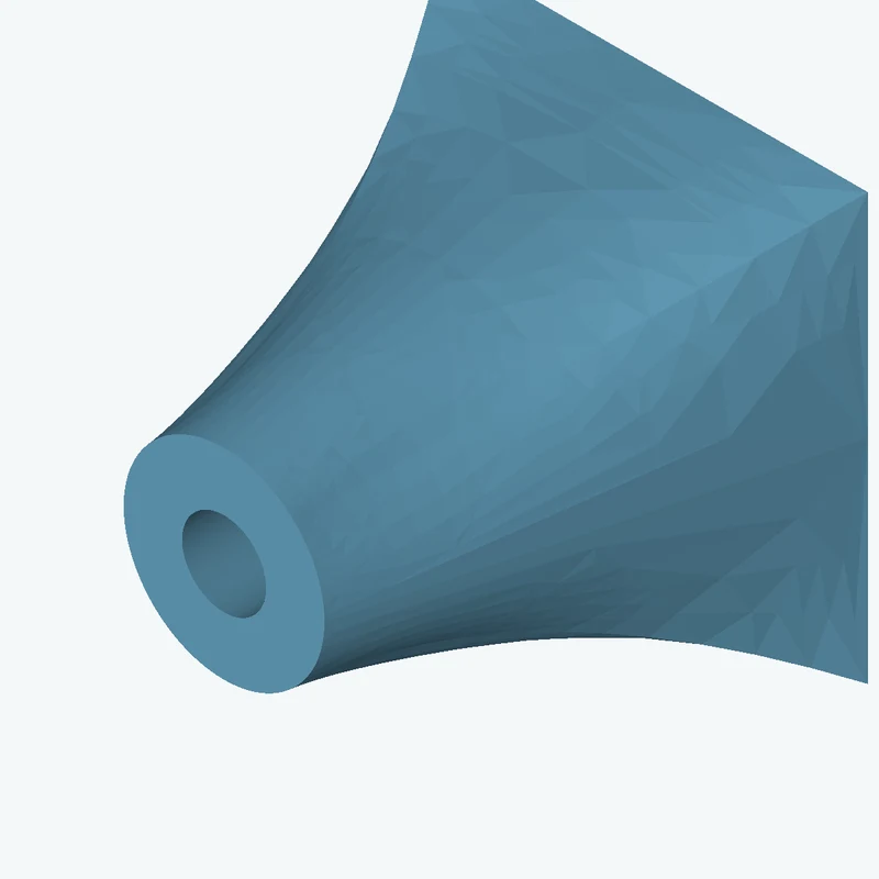 Lofted body through 3 sections: 35 × 35 mm rectangular section → Ø25.8 mm circular section → Ø16.5 mm circular section — 1258