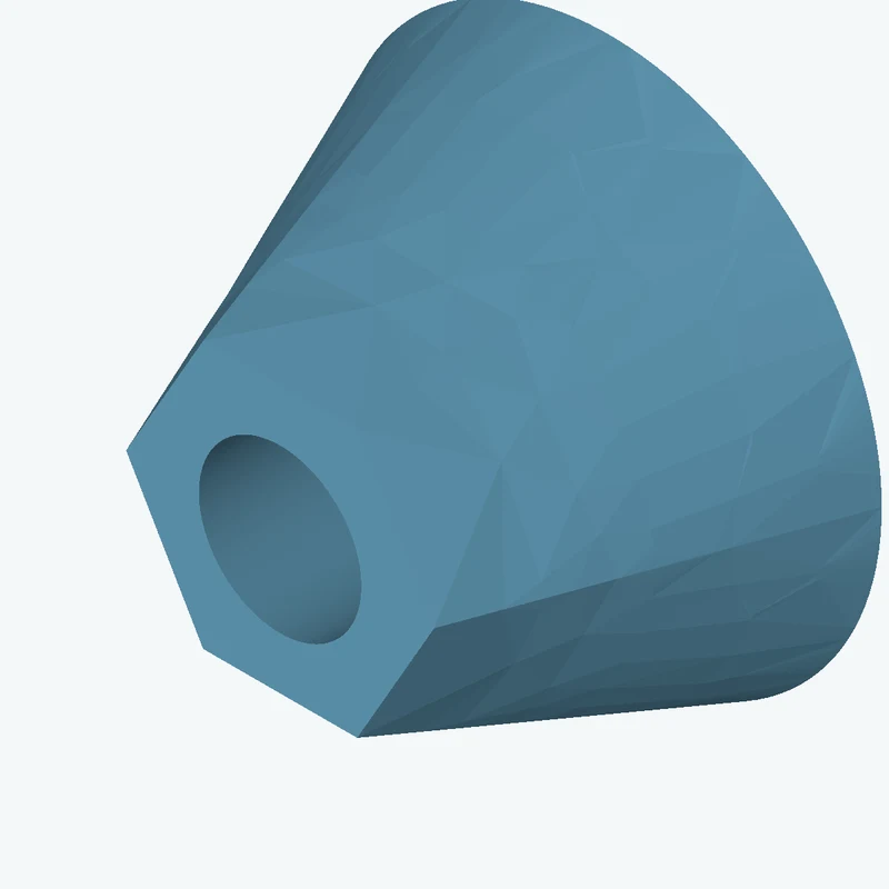 Lofted body through 2 sections: Ø42.35 mm circular section → 6-sided polygon section, 23.9 mm across corners — 1275