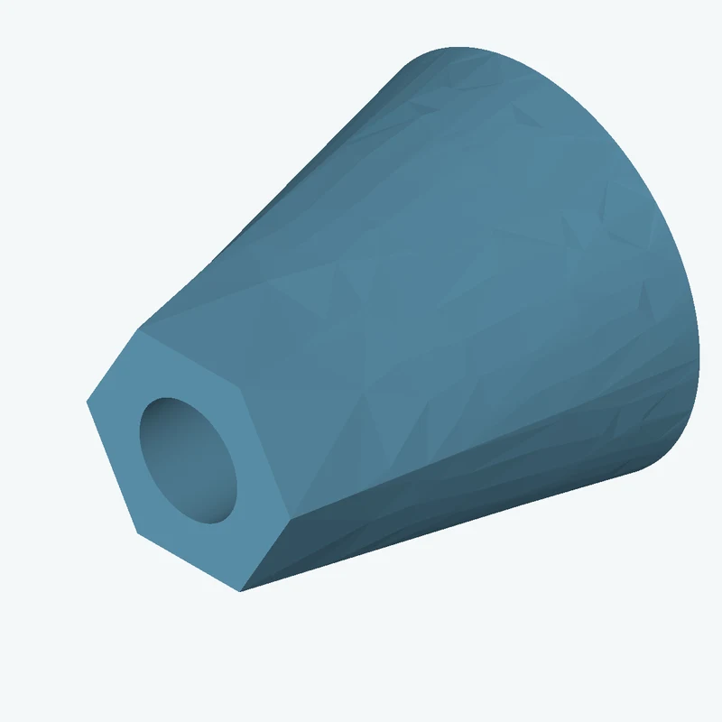 Lofted body through 2 sections: Ø68.99 mm circular section → 6-sided polygon section, 42.4 mm across corners — 1368
