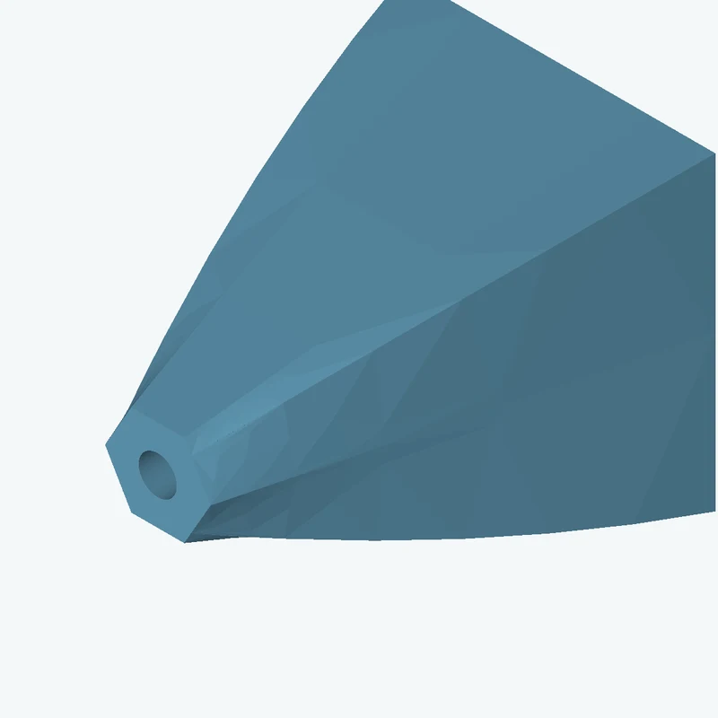 Lofted body through 3 sections: 40 × 40 mm rectangular section → 26.8 × 26.8 mm rectangular section → 6-sided polygon section, 13. — 1494