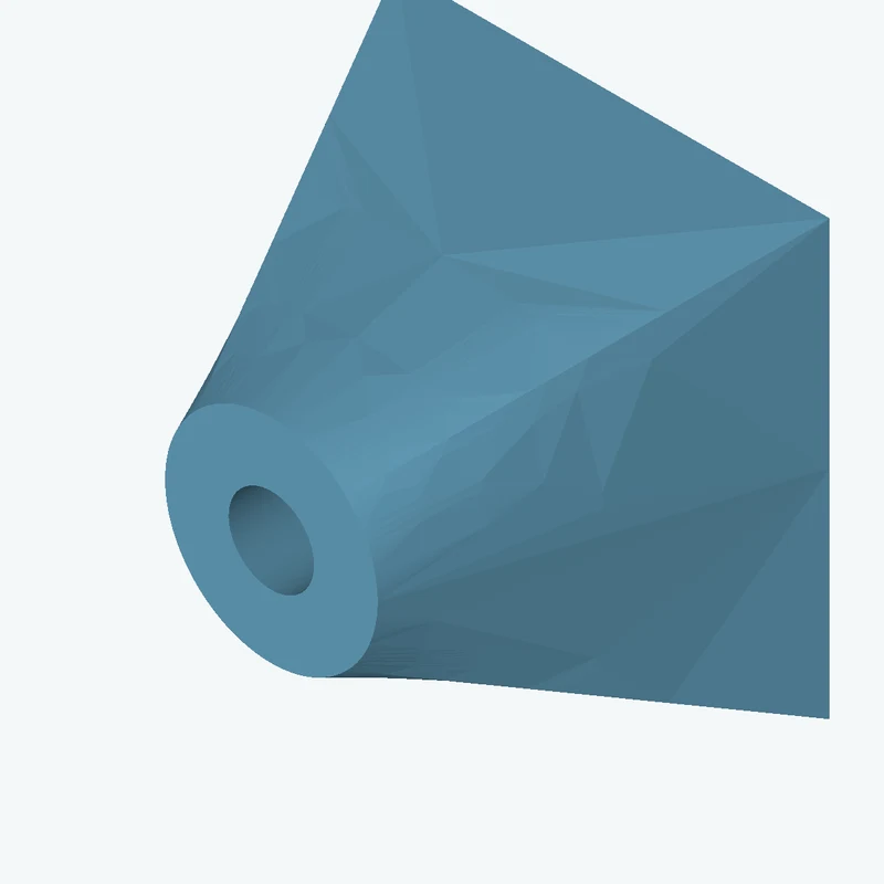 Lofted body through 2 sections: 30 × 30 mm rectangular section → Ø14.7 mm circular section — 1607