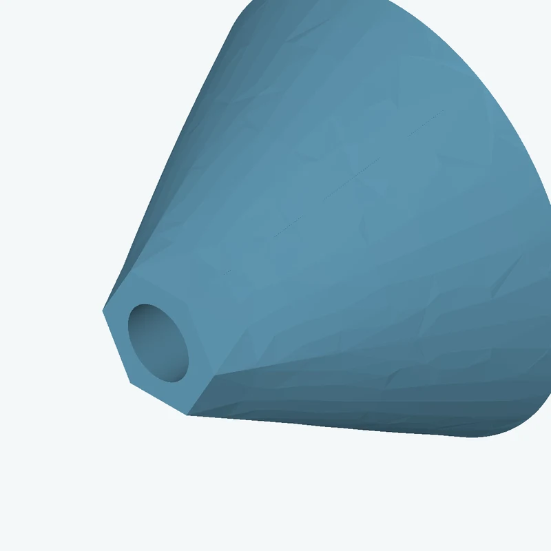 Lofted body through 3 sections: Ø65 mm circular section → Ø42.8 mm circular section → 6-sided polygon section, 20.5 mm across corn — 1647