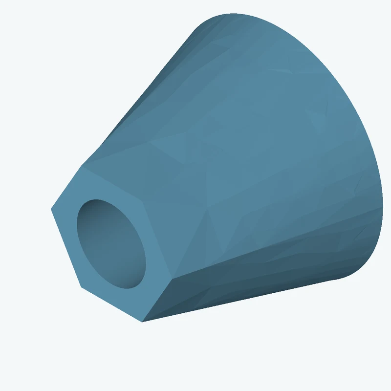 Lofted body through 2 sections: Ø68.52 mm circular section → 6-sided polygon section, 40.2 mm across corners — 2076