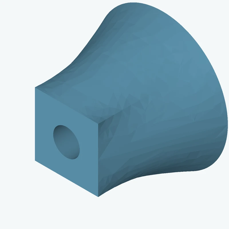 Lofted body through 3 sections: Ø70 mm circular section → Ø52 mm circular section → 33.9 × 33.9 mm rectangular section — 2345