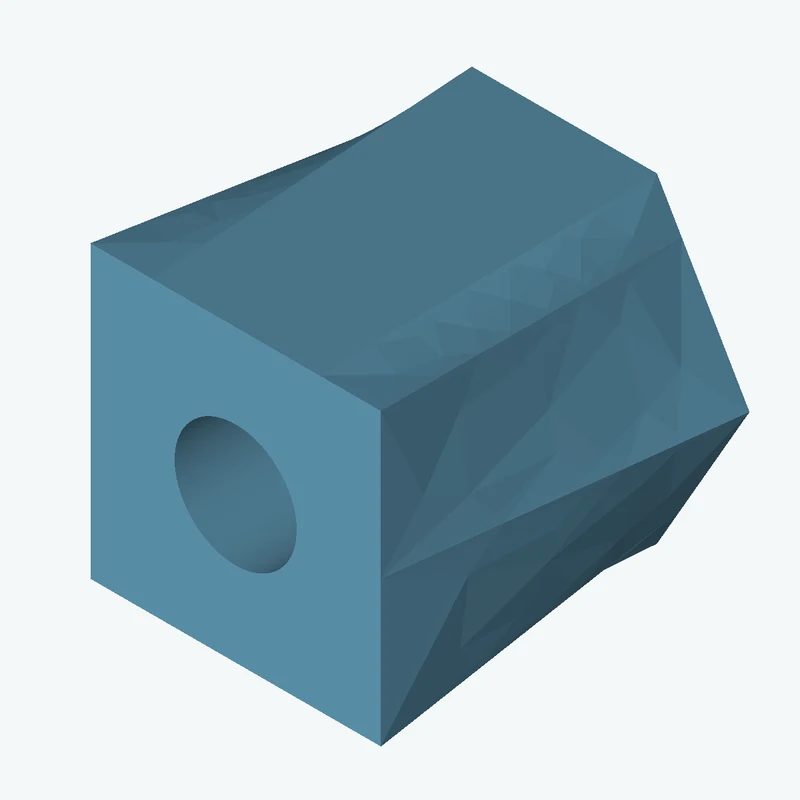 Lofted body through 2 sections: 6-sided polygon section, 43.71 mm across corners → 34.3 × 34.3 mm rectangular section — 2540