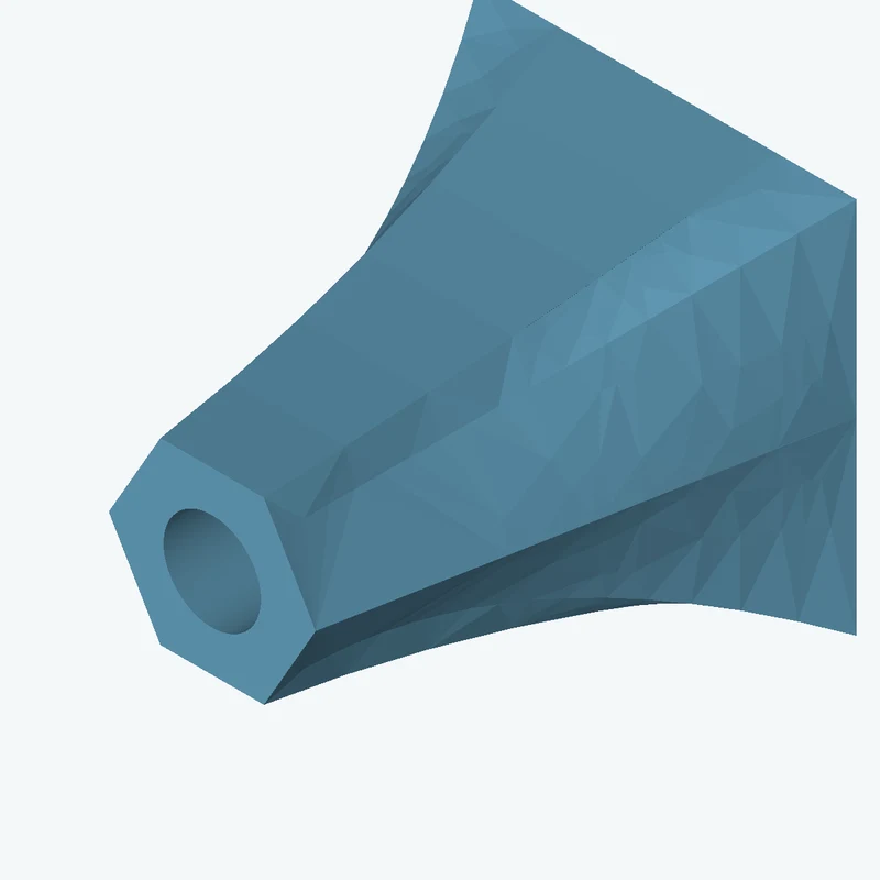 Lofted body through 3 sections: 40 × 40 mm rectangular section → 6-sided polygon section, 30.9 mm across corners → 6-sided polygon — 2587