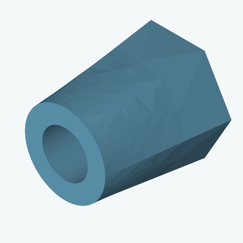 Lofted body through 2 sections: 6-sided polygon section, 50.75 mm across corners → Ø38 mm circular section — 2689