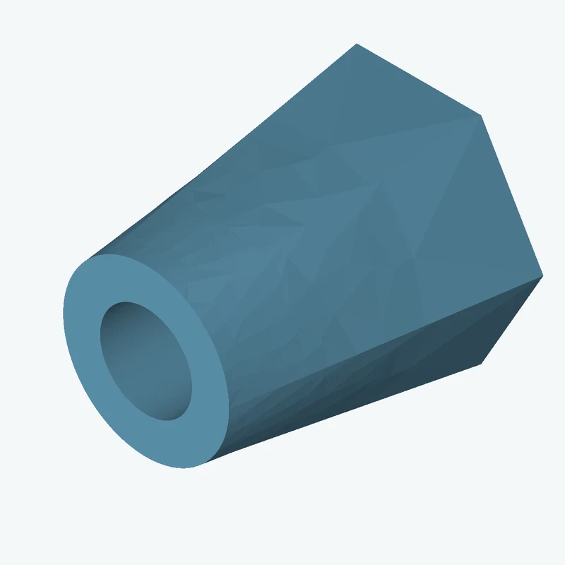 Lofted body through 2 sections: 6-sided polygon section, 65 mm across corners → Ø43.3 mm circular section — 2713