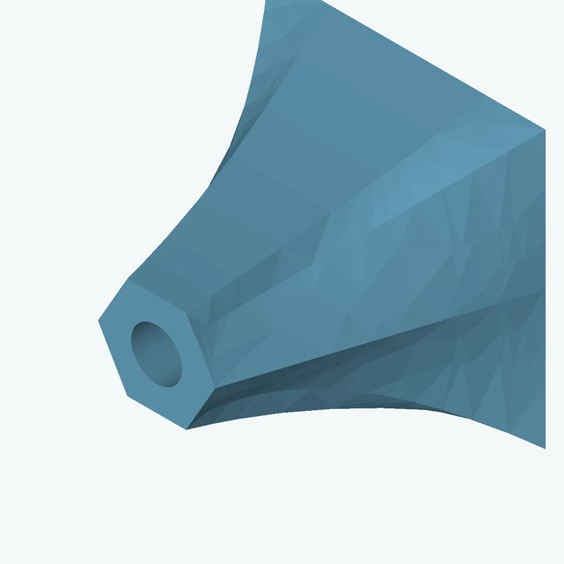 Lofted body through 3 sections: 50 × 50 mm rectangular section → 6-sided polygon section, 35.6 mm across corners → 6-sided polygon — 2773