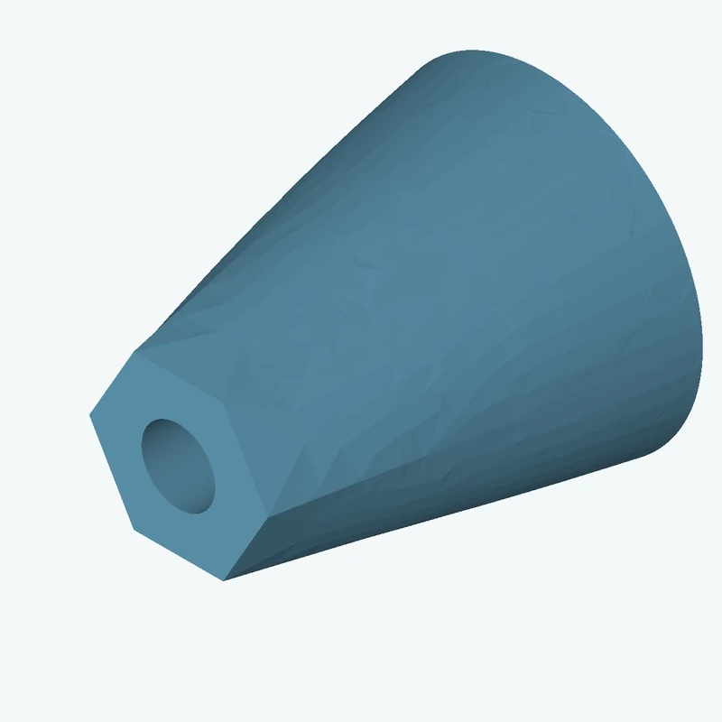 Lofted body through 3 sections: Ø45 mm circular section → Ø35.1 mm circular section → 6-sided polygon section, 25.2 mm across corn — 2995