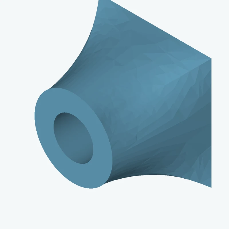 Lofted body through 3 sections: 69.17 × 69.17 mm rectangular section → Ø58.7 mm circular section → Ø48.2 mm circular section — 3041