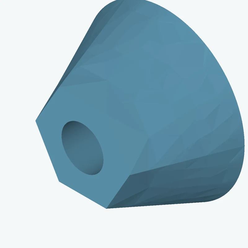 Lofted body through 2 sections: Ø58.56 mm circular section → 6-sided polygon section, 34.9 mm across corners — 3053