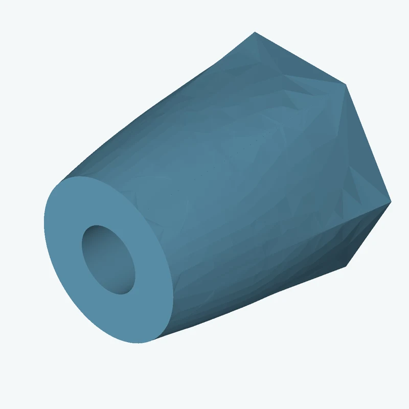 Lofted body through 3 sections: 6-sided polygon section, 50 mm across corners → Ø42.8 mm circular section → Ø35.5 mm circular sect — 3214