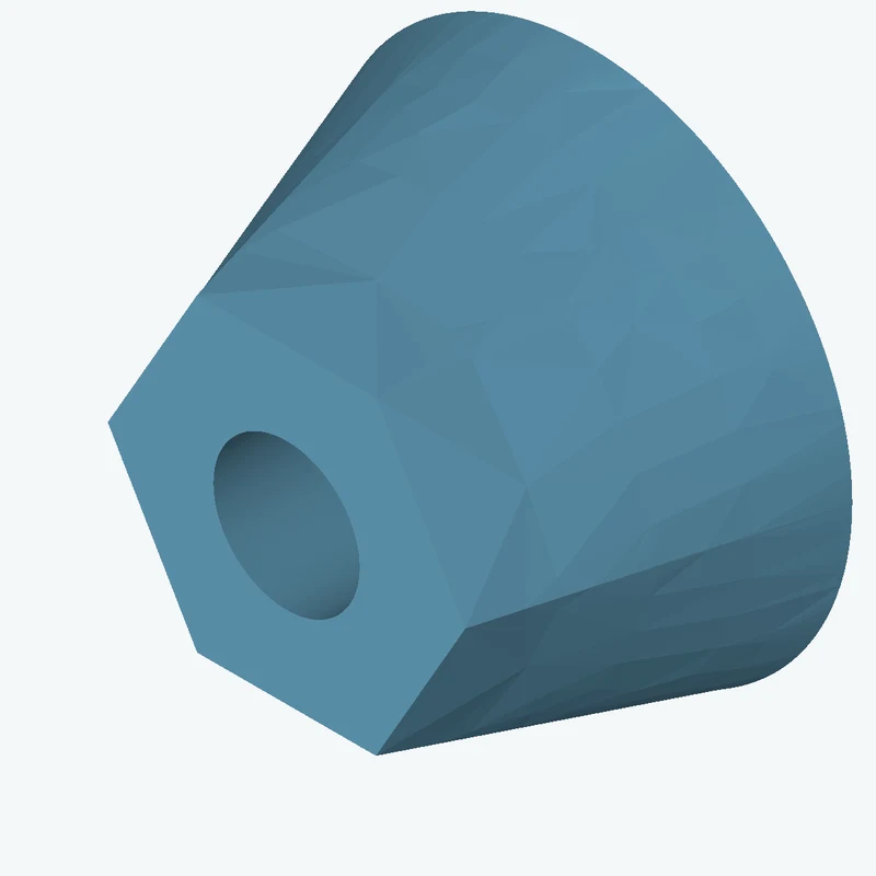 Lofted body through 2 sections: Ø50 mm circular section → 6-sided polygon section, 34 mm across corners — 3334