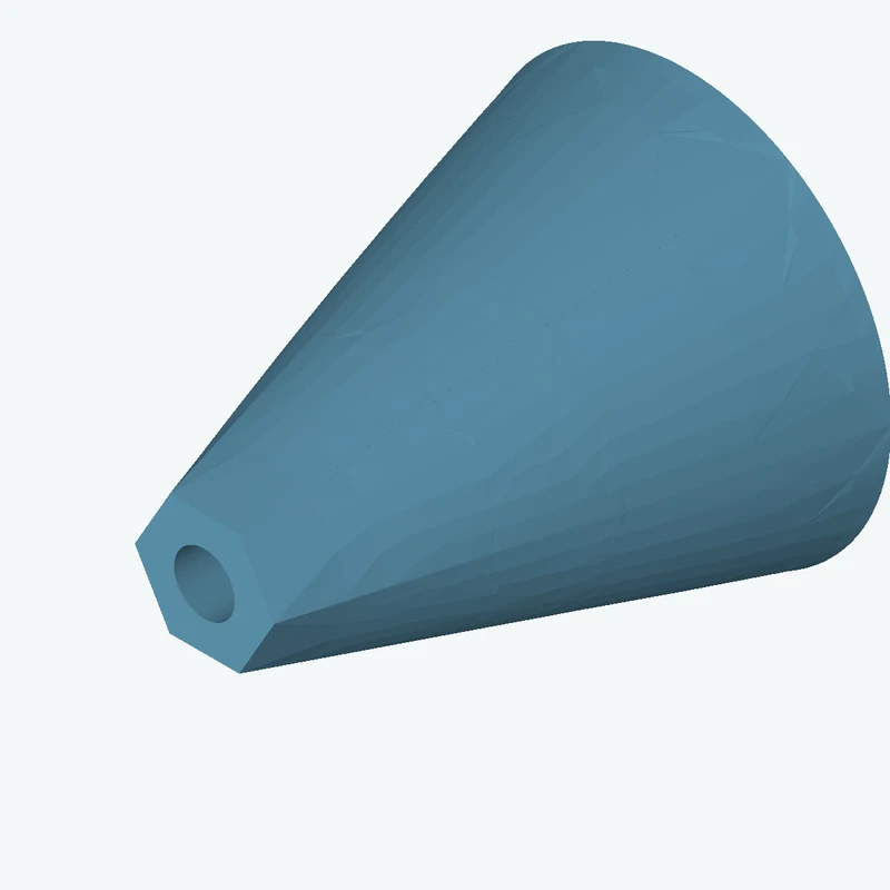 Lofted body through 3 sections: Ø56.35 mm circular section → Ø37.7 mm circular section → 6-sided polygon section, 19.1 mm across c — 3397