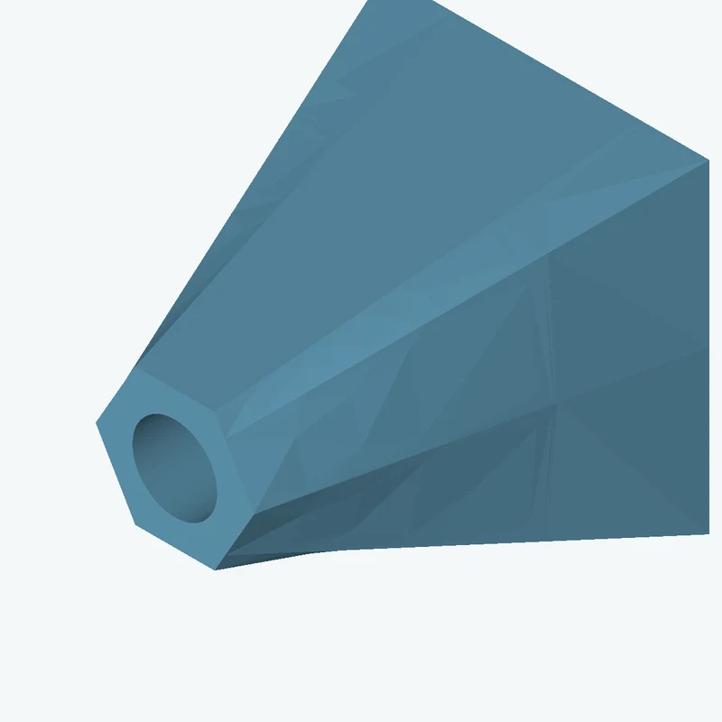 Lofted body through 2 sections: 36.41 × 36.41 mm rectangular section → 6-sided polygon section, 17.8 mm across corners — 3419