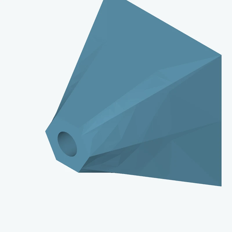 Lofted body through 2 sections: 65 × 65 mm rectangular section → 6-sided polygon section, 25.3 mm across corners — 3475
