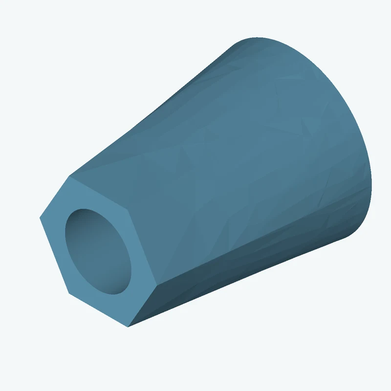 Lofted body through 2 sections: Ø30 mm circular section → 6-sided polygon section, 22.3 mm across corners — 3527