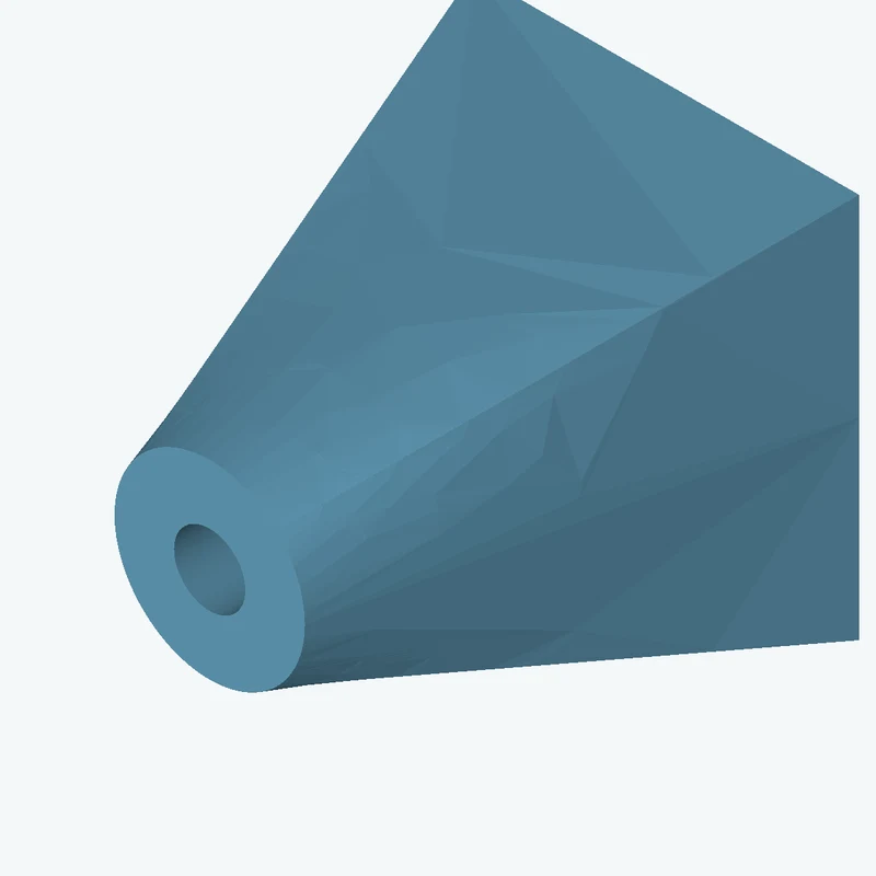 Lofted body through 2 sections: 31.42 × 31.42 mm rectangular section → Ø15.5 mm circular section — 3543