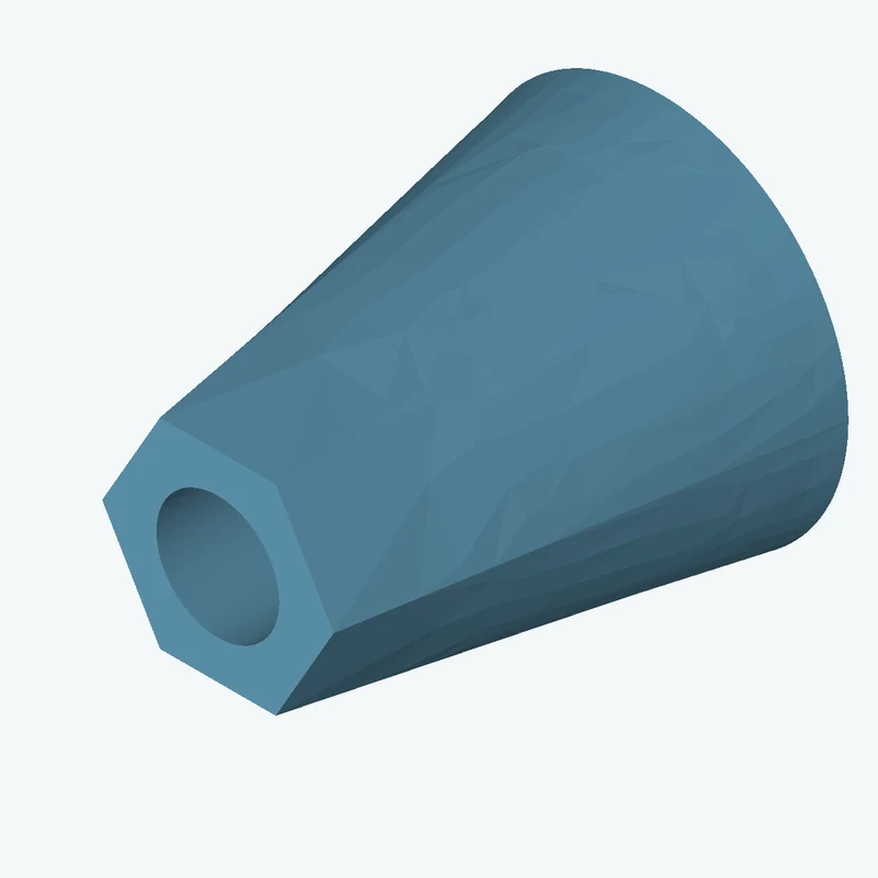 Lofted body through 2 sections: Ø35 mm circular section → 6-sided polygon section, 21.5 mm across corners — 3568