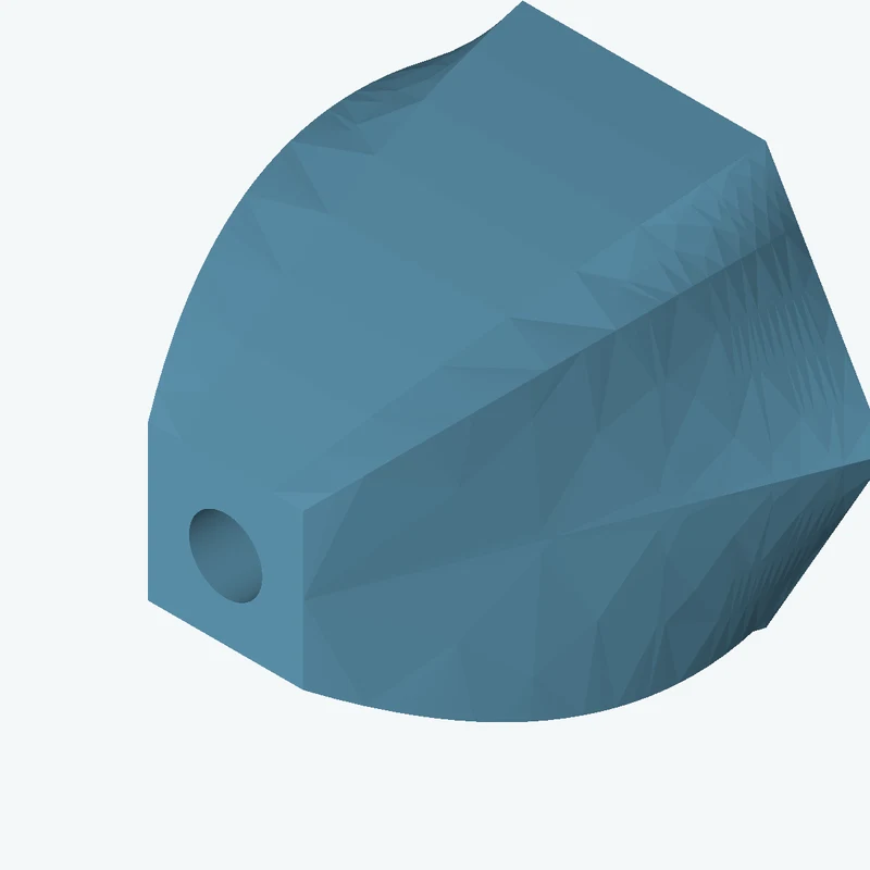 Lofted body through 3 sections: 6-sided polygon section, 67.2 mm across corners → 44.3 × 44.3 mm rectangular section → 21.4 × 21.4 — 3625