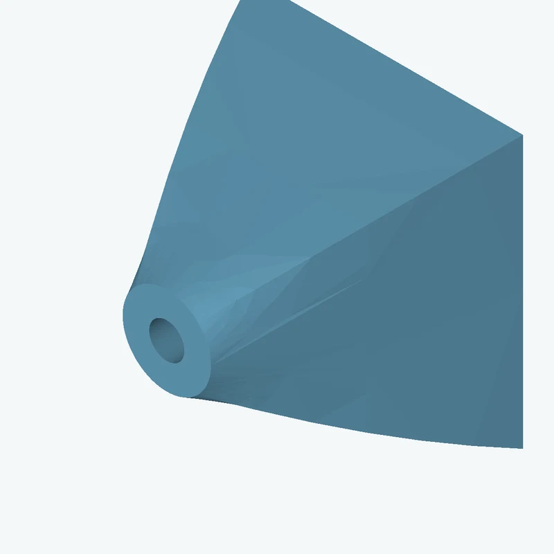 Lofted body through 3 sections: 65 × 65 mm rectangular section → 43 × 43 mm rectangular section → Ø21.1 mm circular section — 3678