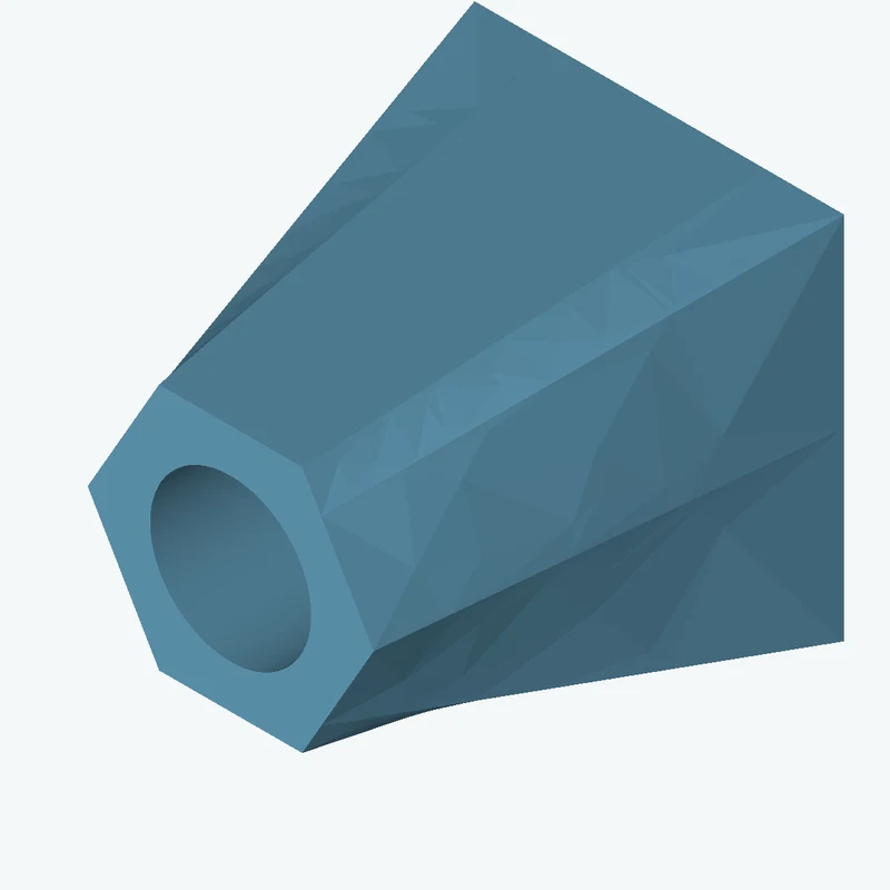 Lofted body through 2 sections: 65 × 65 mm rectangular section → 6-sided polygon section, 50.3 mm across corners — 3686