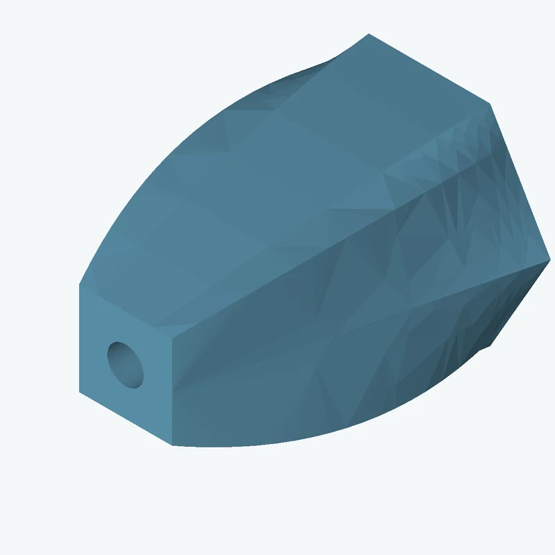 Lofted body through 3 sections: 6-sided polygon section, 65 mm across corners → 45 × 45 mm rectangular section → 24.9 × 24.9 mm re — 3792