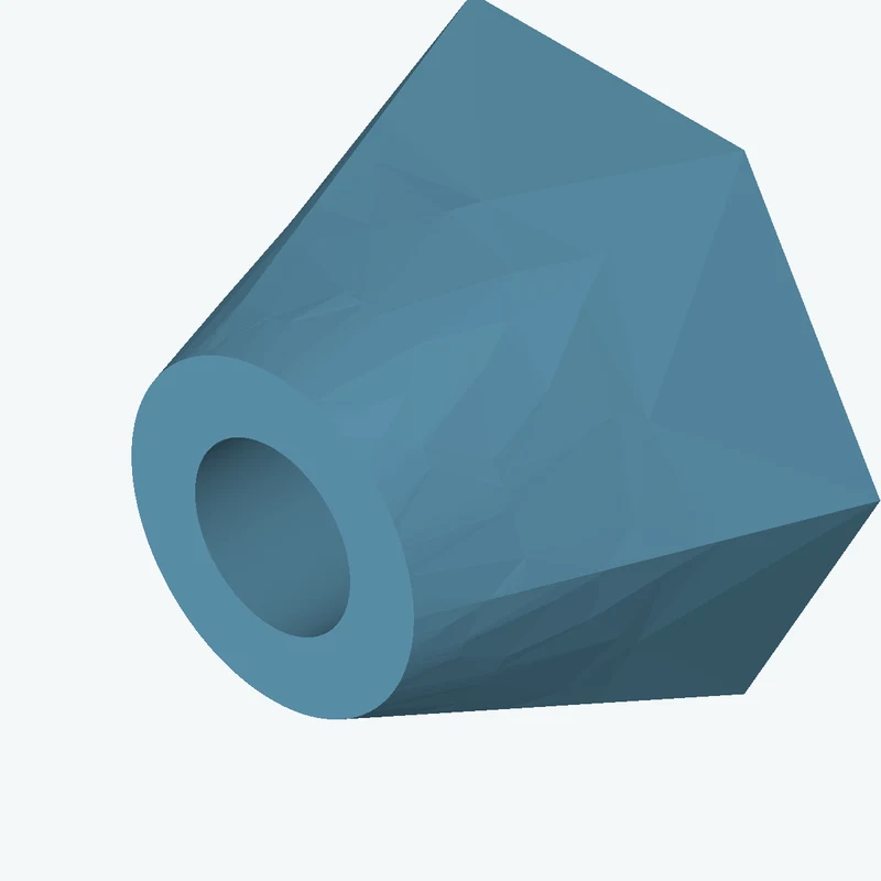 Lofted body through 2 sections: 6-sided polygon section, 55.1 mm across corners → Ø28.6 mm circular section — 3855
