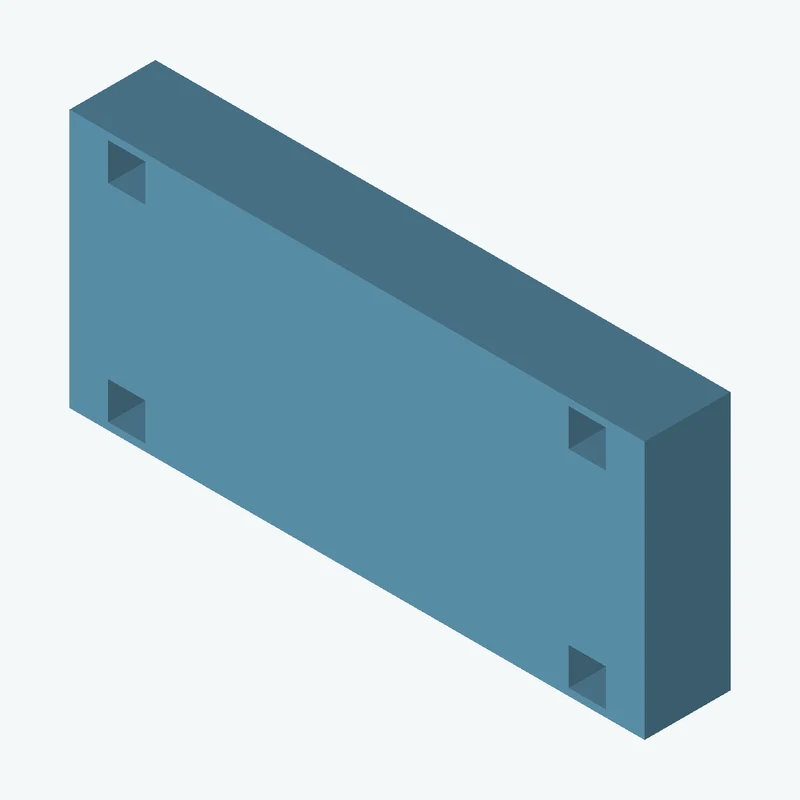 Rectangular body, 80.32 × 36.1 × 12 mm (W×D×H) — 0830