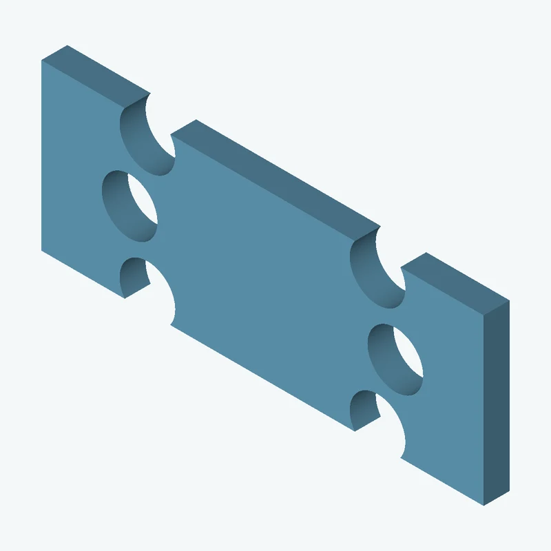 Rectangular body, 50.93 × 19 × 3 mm (W×D×H) — 2222