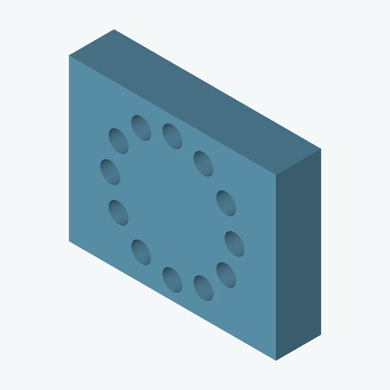 Rectangular body, 54.95 × 42.7 × 12 mm (W×D×H) — 2554