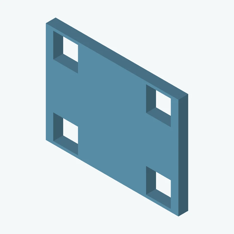 Rectangular body, 54.03 × 41.2 × 4 mm (W×D×H) — 3540