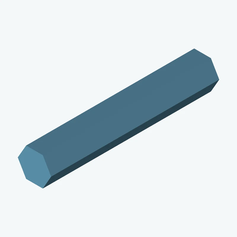 6-sided polygon section, 12.8 mm across corners, extruded 64.5 mm thick — 2932