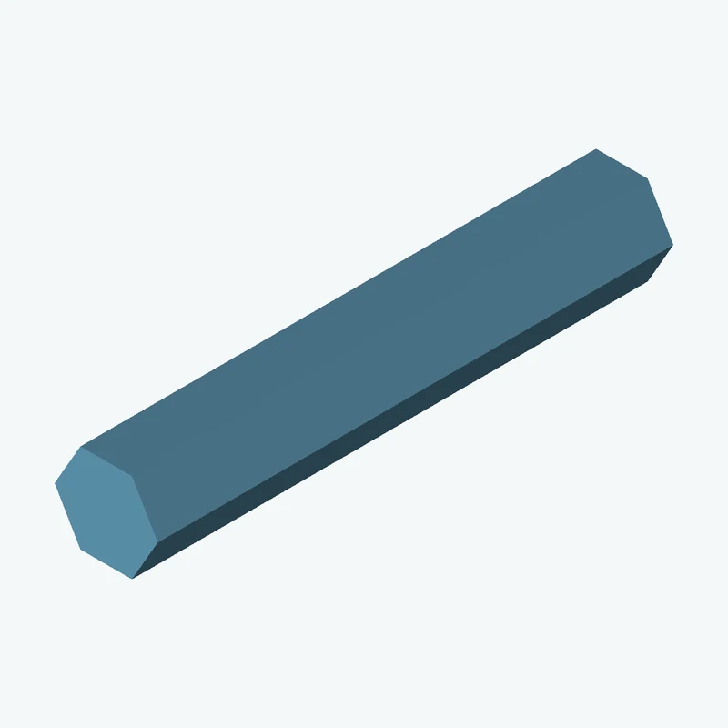 6-sided polygon section, 40 mm across corners, extruded 200 mm thick — 3381