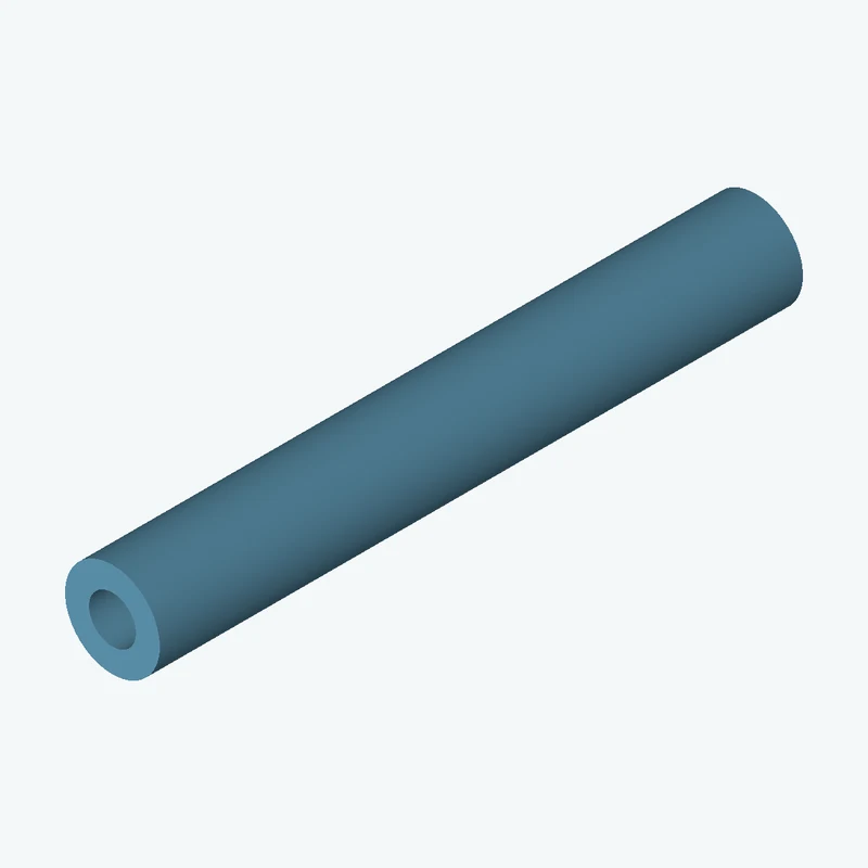 Revolved body, Ø27.16 mm × 184.4 mm tall with Ø13.4 mm bore — 3857