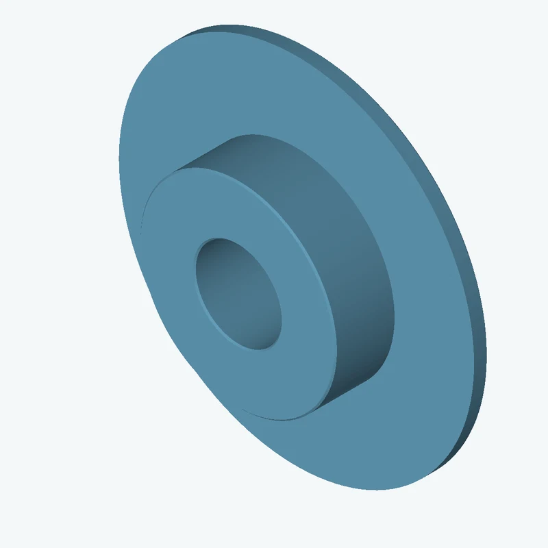 Revolved body, Ø65 mm × 24.3 mm tall with Ø28.5 mm bore, Ø117.7 mm × 4.7 mm flange — 0497