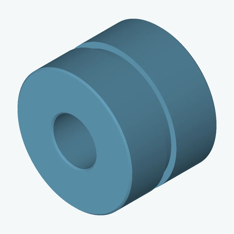 Revolved body, Ø75 mm × 56.8 mm tall with Ø28.2 mm bore, 6.49 mm-wide groove 3.41 mm deep — 1074