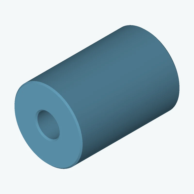 Revolved body, Ø43.38 mm × 63.3 mm tall with Ø14.2 mm bore — 1562