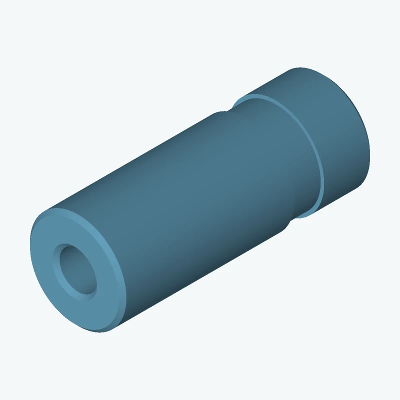 Revolved body, Ø18.09 mm × 47.1 mm tall with Ø7 mm bore, 5.59 mm-wide groove 0.63 mm deep — 1564