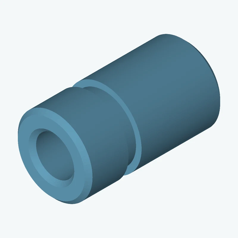 Revolved body, Ø15.45 mm × 28 mm tall with Ø7.9 mm bore, 2.69 mm-wide groove 1.15 mm deep — 1869