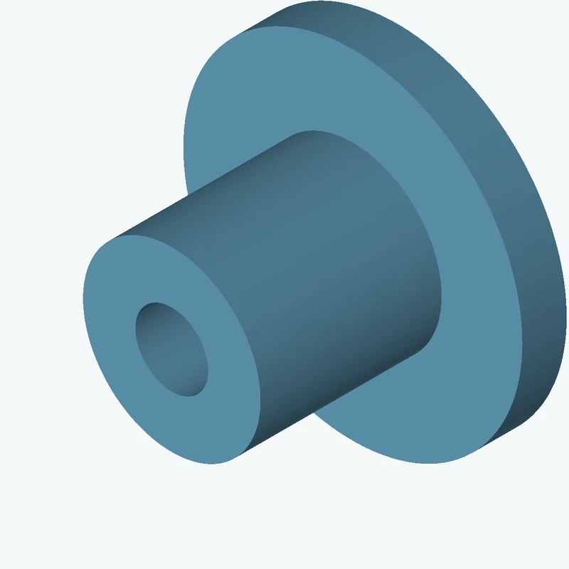 Revolved body, Ø10 mm × 12.7 mm tall with Ø4.1 mm bore, Ø19.1 mm × 2.5 mm flange — 2419