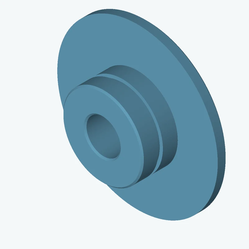 Revolved body, Ø55.3 mm × 30.7 mm tall with Ø23.5 mm bore, Ø110.3 mm × 6.4 mm flange, 3.14 mm-wide groove 2.14 mm deep — 2626